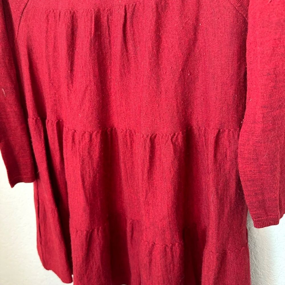 Anthropologie Knitted & Knotted Red Tiered Lightweight Wool Sweater - Size L EUC - Picture 7 of 8